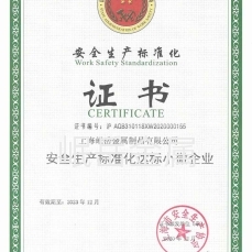 安全生產(chǎn)標(biāo)準(zhǔn)化證書
